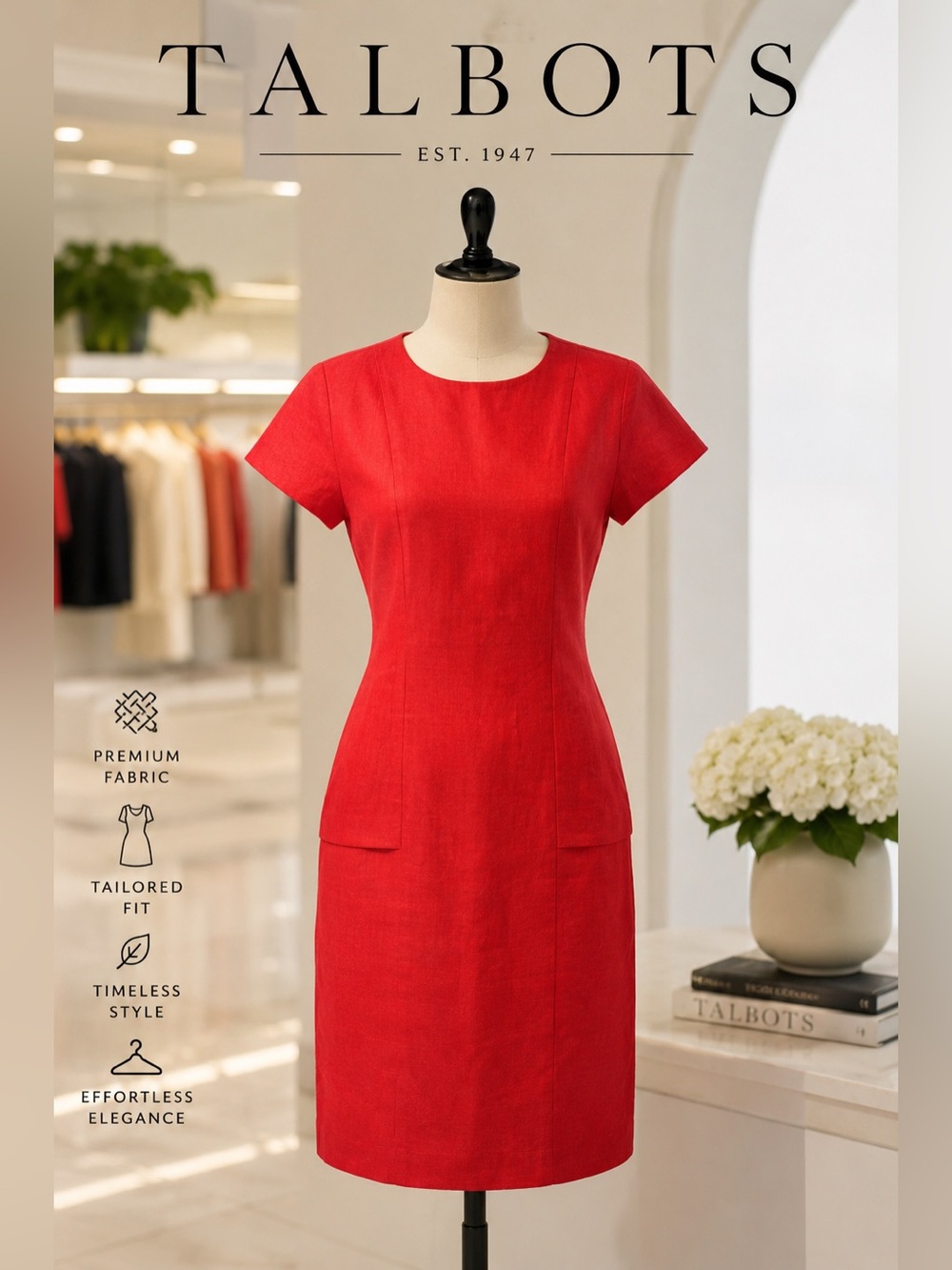 Talbots | Red Midi Dress | Sz 4 NWOT